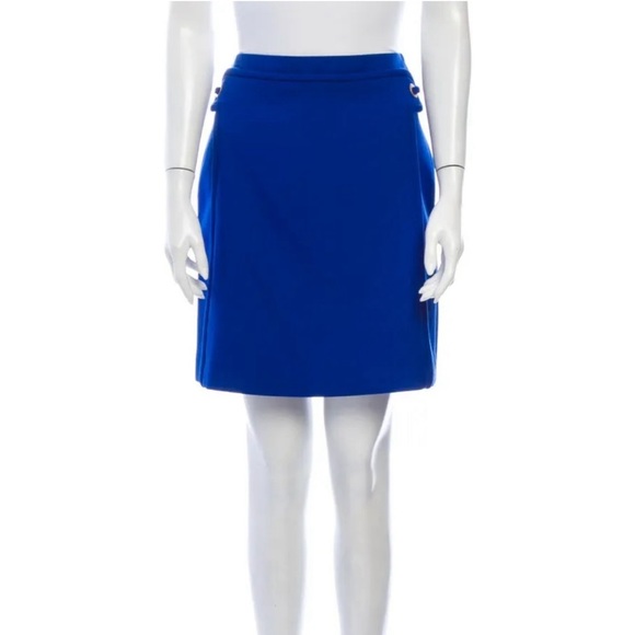 NEW Tory Burch "Jane" Blue Dahlia Wool Mini Skirt Size 0 - Picture 2 of 2